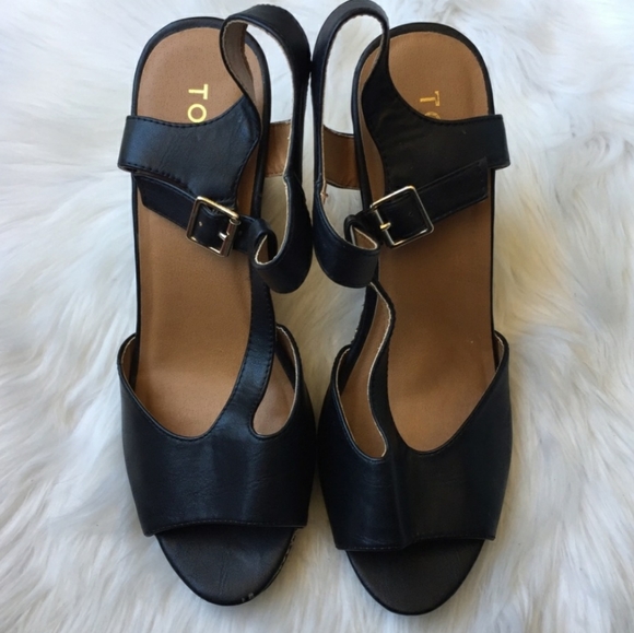Torrid Wedge Sandals Heels Black WIDE Platform 10W - Picture 2 of 7